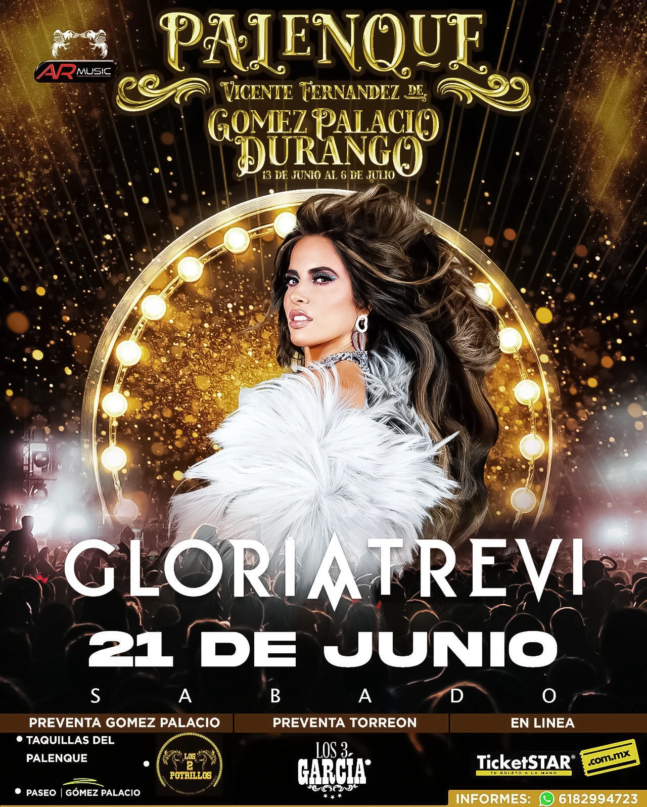 boletos Gloria Trevi Palenque Gomez Palacio 2025