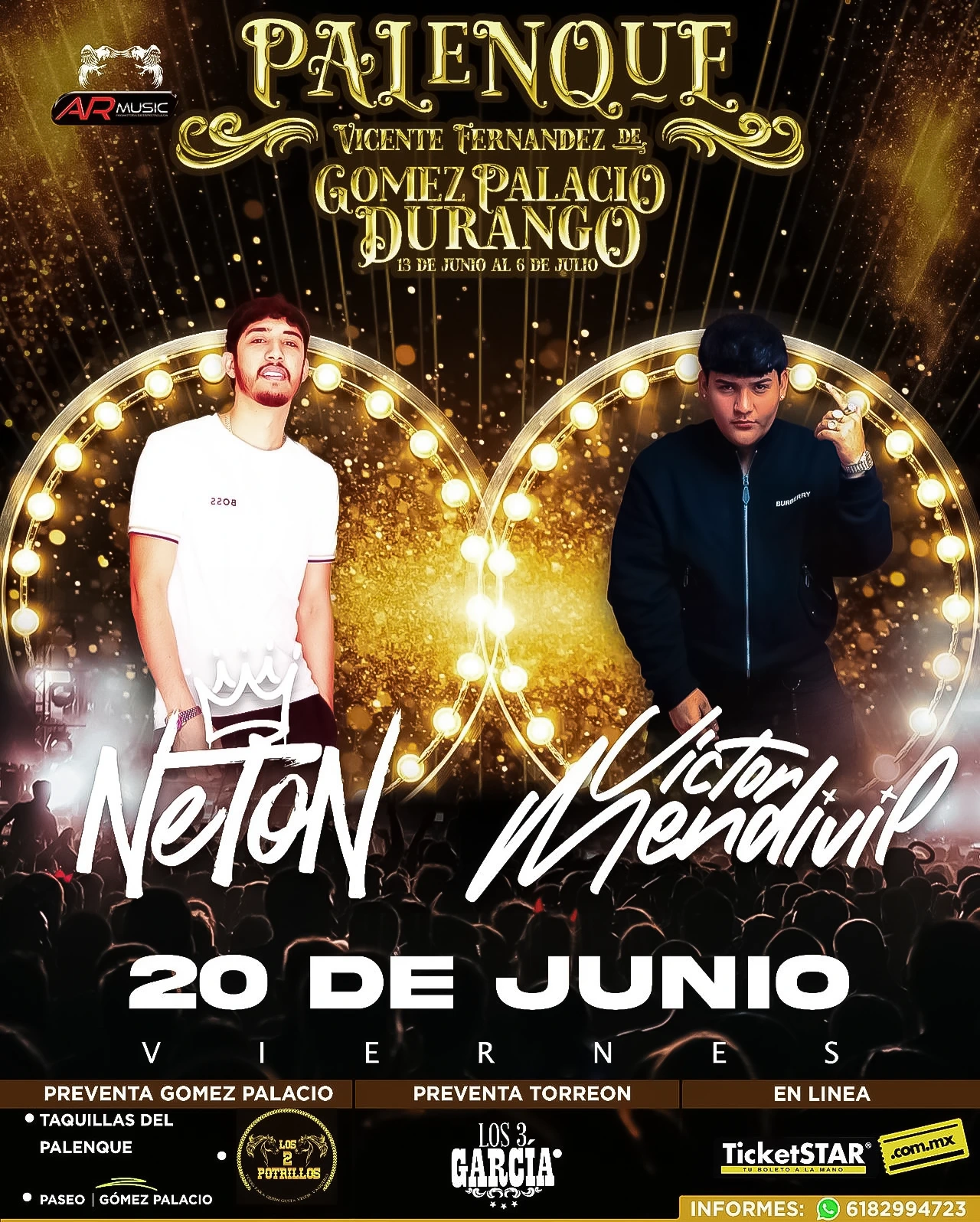 boletos Neton Vega Palenque Gomez Palacio 2025